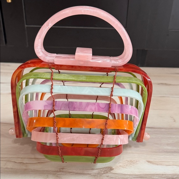 Vintage Inspired Retro Multi-Color Lucite Box Handbag - Picture 8 of 11